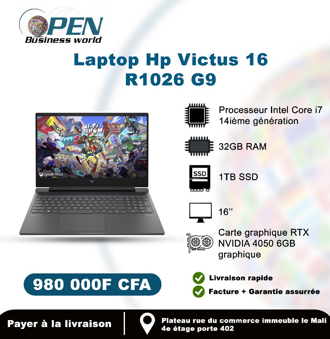 Hp Gaming laptop victus 16 R1026 G9 Core i7