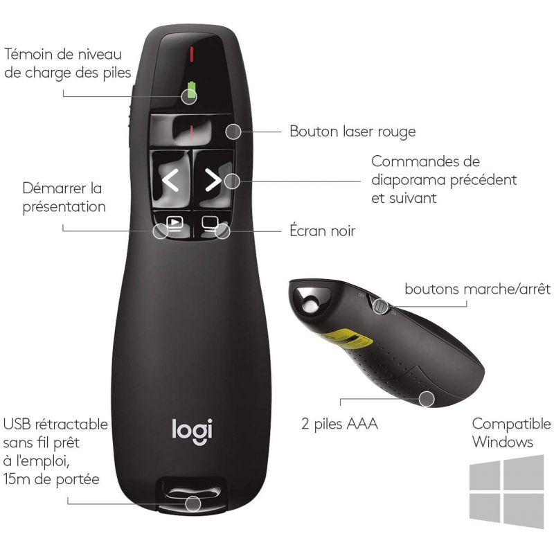 Logitech R400 Télécommande de Présentation sans Fil
